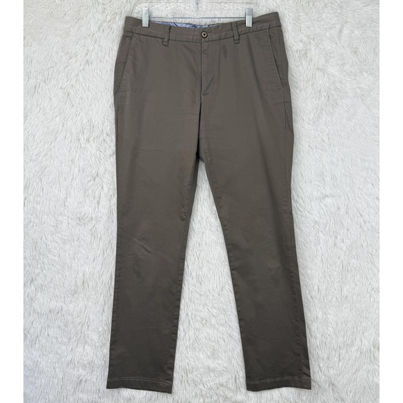 Tommy Bahama Pants Mens 33x32 Brown Chino Straight Leg Flat Front Stretch - Picture 1 of 13